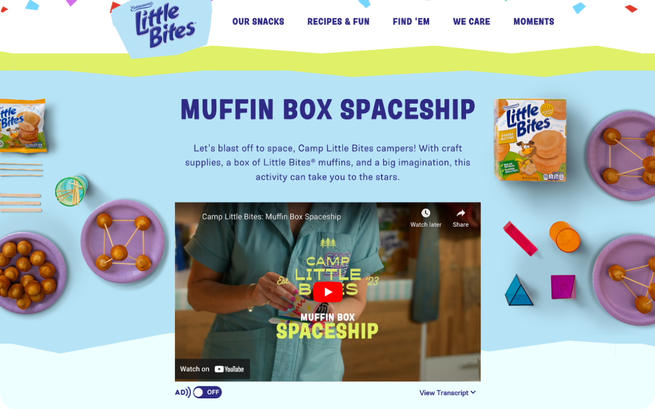 Camp Little Bites activity video page featuring Erica Domesek