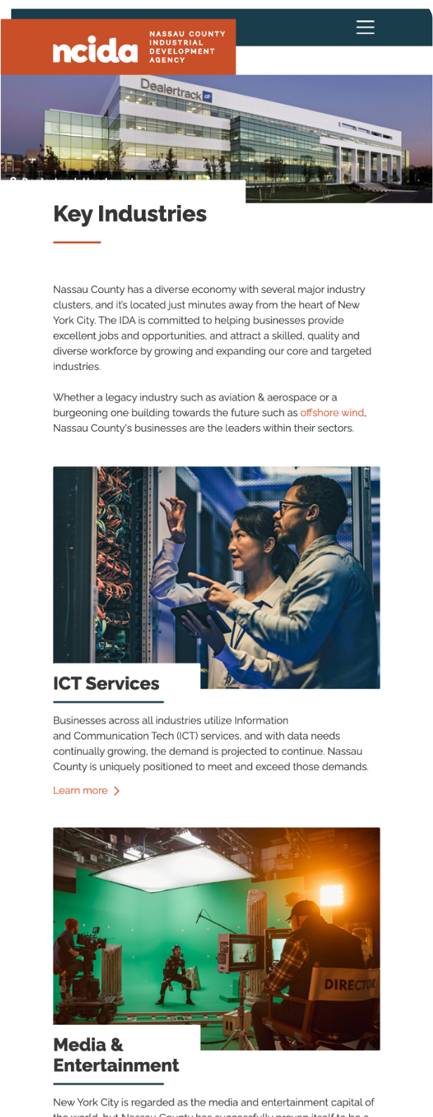 NCIDA key industries page